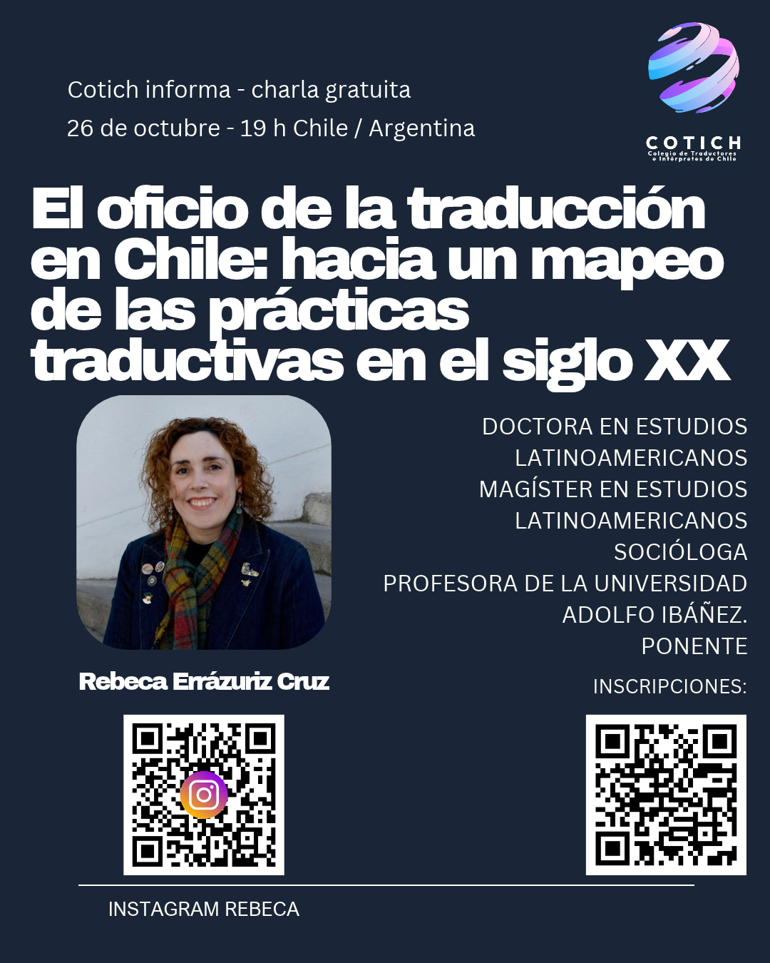 Charla gratuita "El oficio de la traducción en Chile: hacia un mapeo de las prácticas traductivas en el siglo XX"