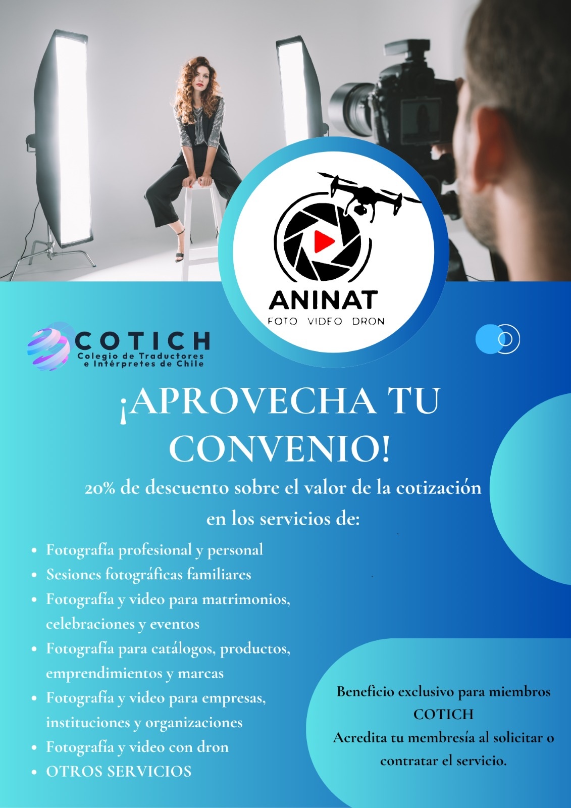 Logo Servicios profesionales de fotografía, video y dron con Pamela Aninat.